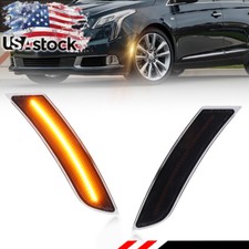 2X Smoked Amber LED Front Bumper Side Marker Lights For 2013-2017 Cadillac XTS picture