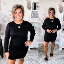 Cozy Up Shift Dress - Black picture