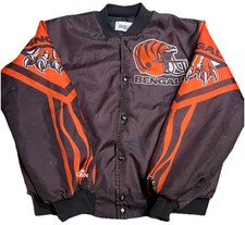 Vtg Cincinnati Bengals Chalk Line Fanimation AOP Satin Jacket Sz XL Rare 90’s picture
