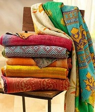 10 PC Vintage Lot Throw Blanket Kantha Quilt Indian Vintage Cotton Bedspreads picture