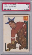 1954-55 PARKHURST HOCKEY TERRY SAWCHUK #33 RED WINGS PSA 3 *468 picture