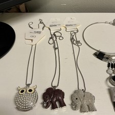 Cato Women’s 5 Necklace Lot Elephants And Owls NWT, 4067 picture