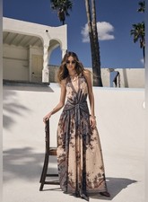 ZIMMERMANN Ascension Plunge Halter Maxi Dress in Blue and Cream Indienne Floral  picture