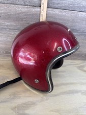 Vintage Grant RG-9 Red Metal Flake Motorcycle Helmet Open Face 70s Moto picture