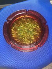 Vintage L.E. Smith Sand Scroll Ashtray 10” picture