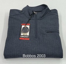 DKNY Men's Quarter Zip Pullover Sweatshirt, Blue, Size M picture
