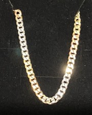 18” Sterling Silver Tri-color Gold plated Curb Link 3.5mm Chain Necklace picture