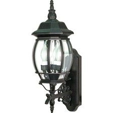 SATCO 3-Light - 22 in. Wall Lantern Sconce w/Clear Beveled Glass Textured Black picture