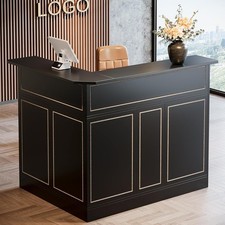 Reception Desk with Storage Shelve, L-Shaped Modern Front Desk for Small Office picture