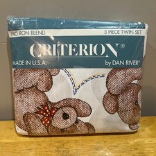 Vintage Criterion Dan River Twin Sheet Set Tumbling Teddies 3pc 1986 Made in USA picture