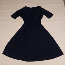 Vintage Nelly Don Navy Blue Fit & Flare Dress 1940s 50s Talon Zip Mens picture