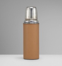 Vintage Hermes Paris Leather Silver Plate Thermos Flask c.1990 10.5” Rare picture