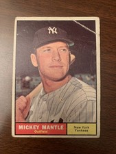 1961 Topps Star Mickey Mantle #300 Base Card/Creased Poor/Raw/New York Yankees picture