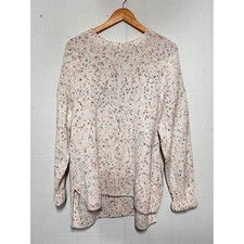 J. Jill Cream Speckled Crewneck Sweater with Multicolor Flecks picture