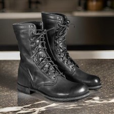 Men Black Combat Boots, Military Style Leather Boots For Mens, Men Army Boots picture