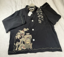 NWT Chico's Design Silk Jacket Size 3 XL 100% Silk Asian Inspired Art To Wear picture