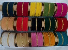 24 Peices Desginer Velvet Indian  Pakistani Metal Bangles picture