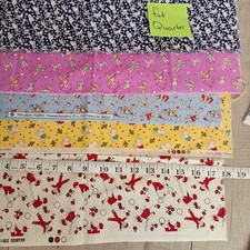 Bundle 1930's Reproduction Fabric assorted sizes labeled on photo. picture