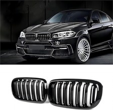 For 2014-2018 BMW X5 F15 X6 F16 Gloss Black Dual Line Front Kidney Grill Grille picture