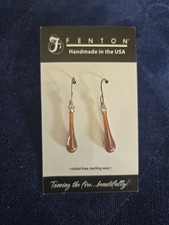 Fenton Art Glass Timeless Tear Drop  Earrings.  Handmade In Williamstown, WV picture