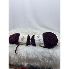 Yarn Bee Velvety Smooth Aran Aubergine Purple Polyester Yarn Lot of 2 Skeins picture