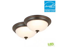 Commercial Electric 13 in 2-Light Oil Rubbed Bronze Flushmount Ceiling 2 Pack picture