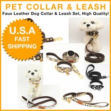 Luxury Fashion Faux Leather Dog Collar & Leash Set, High Quality Pet Accessory picture