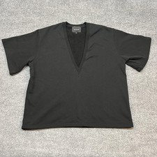 TOIT Volant Poppy Top Poplin Cotton Black Womens Large USA Boxy Relaxed Fit picture