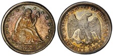 1875-CC 20c NGC AU 55 ~ ATTRACTIVE & ORIGINAL SILVER TWENTY CENTS PIECE picture