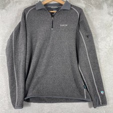 Kuhl Interceptr 1/4 Zip Mens Medium Gray Alfpaca Fleece Silver Oak Logo Pullover picture