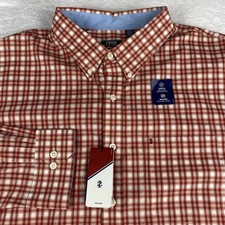 IZOD Advantage Poplin Shirt Mens 3XL Burnt Orange Plaid Regular Fit No Iron NWT picture