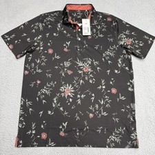 Puma Polo Shirt Mens L Black MATTR Water Floral Print Performance 632261-02 picture