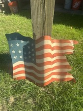 Vintage 1987 Shadowdancer Inc. Metal American Flag Wall Hanging - Signed Tag picture