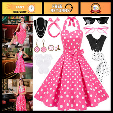 1950s Polka Dot Dress for Women | Retro Vintage Outfit with 50s Accessories picture