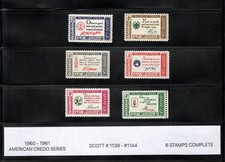 1960 - 1961 AMERICAN CREDO, USA STAMPS #1139 - #1144 COMPLETE picture
