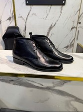 Italian Chukka Boots Handcrafted Pure Leather Upper & Leather Sole Mens Shoes picture