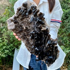 9.4LB New Black Phantom Quartz Crystal Cluster Mineral Specimen Spiritual The picture