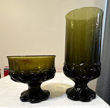 24pc Vintage Franciscan Madeira Olive Green Glassware Set - Service for 12 picture