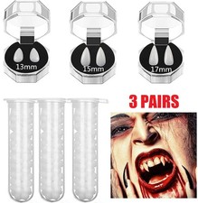 3 Pairs Halloween Reusable Vampire Teeth Fangs with Adhesive Adults Kids Cosplay picture