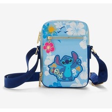 NWT Disney Lilo and Stitch Hibiscus  Blue Hawaiian Floral Crossbody Bag picture