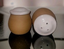 Vinrage Fitz and Floyd Natural with White Glazed Top Salt/Pepper Shakers Japan picture