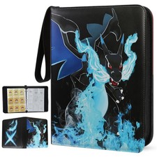 900 Card Pocket Binder 9 Pockets Trading Cards Album Folder - Super Charizard X picture