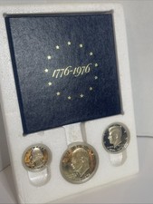 1776-1976 U.S. Mint Bicentennial 3 Coin 40% SILVER PROOF Set with Case & COA picture