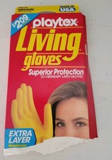Vintage Playtex Living Gloves Cleaning Yellow Extra Long Anit Slip Grip NEW picture