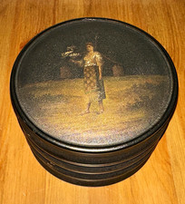 Antique Russian Vishnyakov Tortoiseshell Lacquer Tobacco Box Stamped Lid Moscow picture