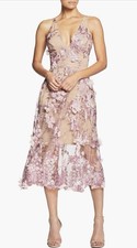 NWT Dress the Population Audrey 3D floral lace dress in Lilac and Nude XL picture