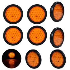 Astra Depot 8x 4 Round 24-LED Amber Truck Tail Turn Signal Lights Kit picture