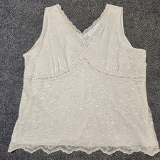 Worthington Top Womens 2X Cream Lace Babydoll Cami Tank Vintage Romantic  picture