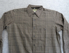 Vintage L.L. Bean Shirt Mens LT Beige Glen Plaid Cotton Made USA Long Sleeve 90s picture