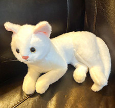 White Pink Cat Kitten Plush with calming heart beat sound for anxiety picture